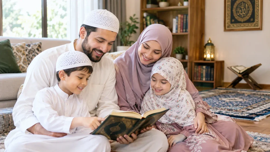 Muslim family enjoying a peaceful and happy married life